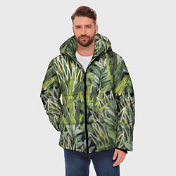 Куртка зимняя мужская Экзотические Летние Цветы и Листва, цвет: 3D-светло-серый — фото 2