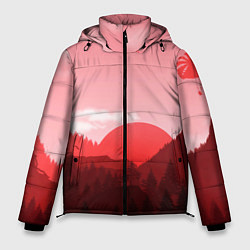 Куртка зимняя мужская Закат в горах в розовых тонах, цвет: 3D-красный