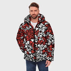 Куртка зимняя мужская Красно-белые знаки LDR, цвет: 3D-черный — фото 2