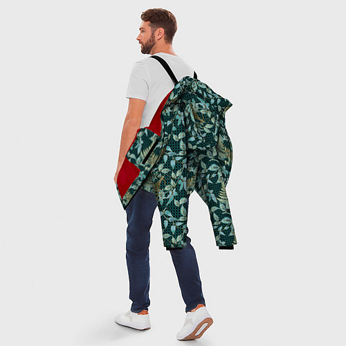 Мужская зимняя куртка Листья в 3D абстракция / 3D-Красный – фото 5