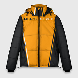 Куртка зимняя мужская Mens style мужской стиль - чёрный с оранжевым, цвет: 3D-черный