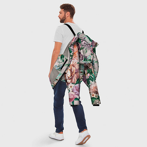 Мужская зимняя куртка Color floral pattern Expressionism Summer / 3D-Светло-серый – фото 5