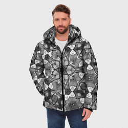 Куртка зимняя мужская Черно-белый геометрический мозаичный узор, цвет: 3D-черный — фото 2