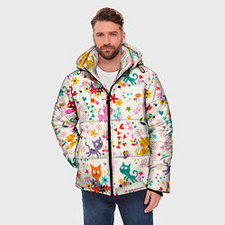 Куртка зимняя мужская COLORFUL FUNNY KITTENS, цвет: 3D-светло-серый — фото 2