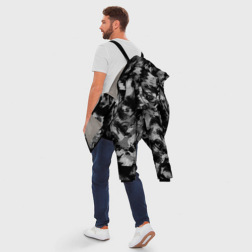 Мужская зимняя куртка Черно-белый абстрактный камуфляж / 3D-Светло-серый – фото 5