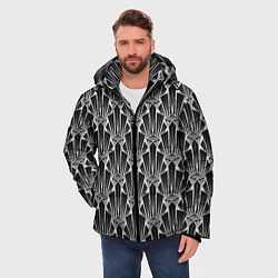 Куртка зимняя мужская Черно-белый модный геометрический узор арт деко, цвет: 3D-светло-серый — фото 2