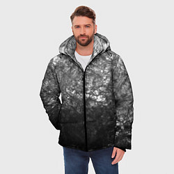 Куртка зимняя мужская Текстура камня черно-белый узор, цвет: 3D-красный — фото 2