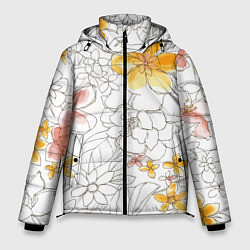 Куртка зимняя мужская Минималистическая цветочная композиция Watercolour, цвет: 3D-светло-серый