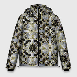 Куртка зимняя мужская Black silver geometry, цвет: 3D-светло-серый