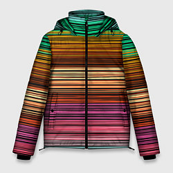Куртка зимняя мужская Multicolored thin stripes Разноцветные полосы, цвет: 3D-черный