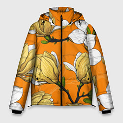 Куртка зимняя мужская Удивительные летние тропические цветы с нераскрывш, цвет: 3D-светло-серый