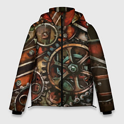 Куртка зимняя мужская Механистическая композиция с шестерёнками и цепью, цвет: 3D-светло-серый