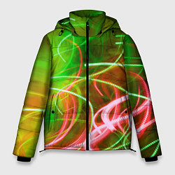 Мужская зимняя куртка Неоновые линии и фонари - Зелёный