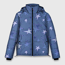 Куртка зимняя мужская Gray-Blue Star Pattern, цвет: 3D-черный