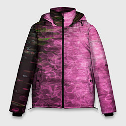 Куртка зимняя мужская Неоновые волны на воде - Розовый, цвет: 3D-светло-серый