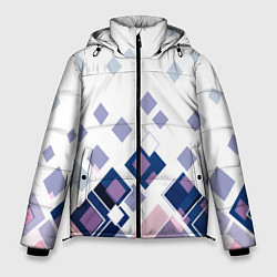 Куртка зимняя мужская Геометрический узор в бело-синий тонах, цвет: 3D-черный