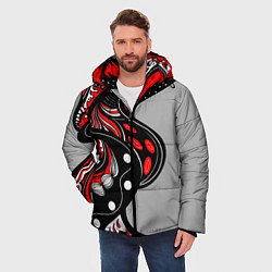Куртка зимняя мужская Красно-чёрные дудлы, цвет: 3D-черный — фото 2