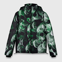 Куртка зимняя мужская Множество черепов во тьме - Зелёный, цвет: 3D-черный