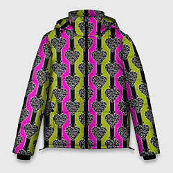 Куртка зимняя мужская Striped multicolored pattern Сердце, цвет: 3D-черный