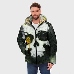 Куртка зимняя мужская Череп на поверхности в красках - Жёлтый, цвет: 3D-светло-серый — фото 2