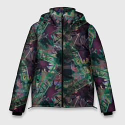 Куртка зимняя мужская Абстрактный гранжевый принт с кляксами и штрихами, цвет: 3D-черный