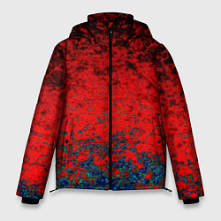 Куртка зимняя мужская Абстрактный узор мраморный красно-синий, цвет: 3D-черный