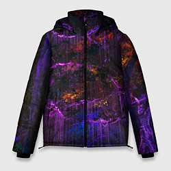 Мужская зимняя куртка Неоновые лучи и листья - Фиолетовый