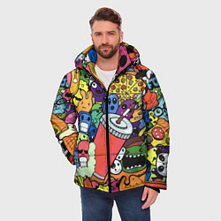 Куртка зимняя мужская Fast food pattern Pop art Fashion trend, цвет: 3D-красный — фото 2
