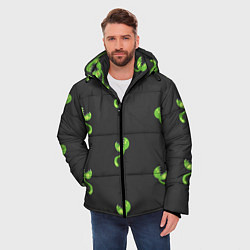 Куртка зимняя мужская Мухоловка - хищное растение, цвет: 3D-черный — фото 2