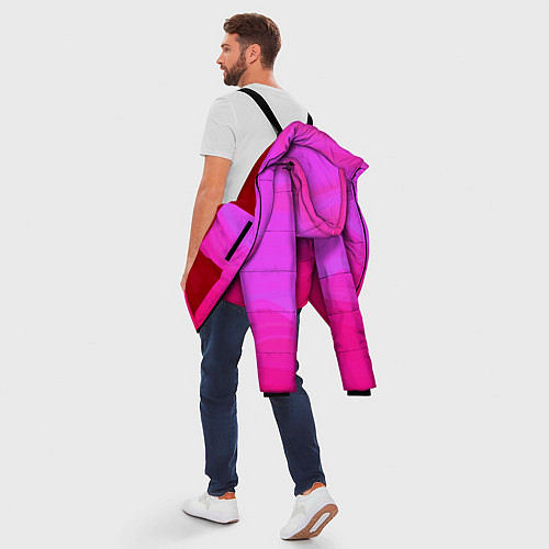 Мужская зимняя куртка Neon pink bright abstract background / 3D-Красный – фото 5