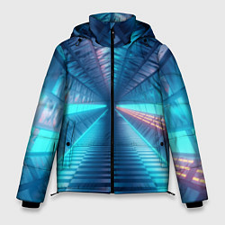 Куртка зимняя мужская Неоновый коридор лаборатории - Синий, цвет: 3D-черный