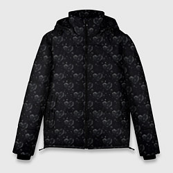 Куртка зимняя мужская Серые сердца на темном фоне, цвет: 3D-черный