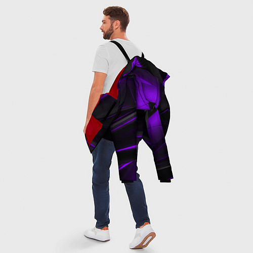 Мужская зимняя куртка Geometry Черный и фиолетовый / 3D-Красный – фото 5
