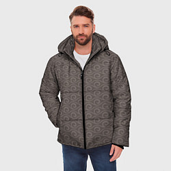 Куртка зимняя мужская Серые волны узоры, цвет: 3D-черный — фото 2