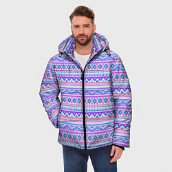 Куртка зимняя мужская Геометрические узоры из линий, цвет: 3D-черный — фото 2