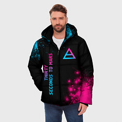 Куртка зимняя мужская Thirty Seconds to Mars Neon Gradient, цвет: 3D-черный — фото 2