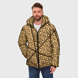 Куртка зимняя мужская Абстрактное металлическое покрытие - Золотой, цвет: 3D-черный — фото 2