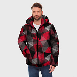 Куртка зимняя мужская Красно-серый геометрический, цвет: 3D-черный — фото 2