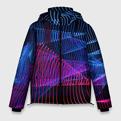 Куртка зимняя мужская Неоновые электронные волнообразные линии, цвет: 3D-светло-серый