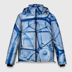 Куртка зимняя мужская Абстрактная синяя ледяная броня, цвет: 3D-красный