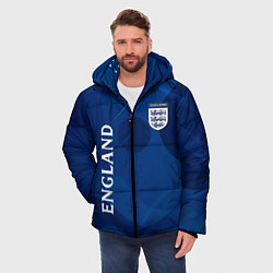 Куртка зимняя мужская Сборная Англии Синяя Абстракция, цвет: 3D-светло-серый — фото 2