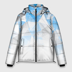Куртка зимняя мужская Исчезающие серо-голубые полигоны, цвет: 3D-светло-серый