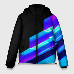 Куртка зимняя мужская Яркие неоновые линии, цвет: 3D-черный