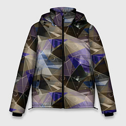 Куртка зимняя мужская Полигональный абстрактный: бежевый, коричневый, си, цвет: 3D-черный