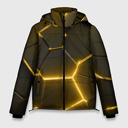 Куртка зимняя мужская Золотые неоновые геометрические плиты, цвет: 3D-светло-серый
