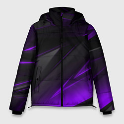 Куртка зимняя мужская Черно-фиолетовая геометрическая абстракция, цвет: 3D-светло-серый