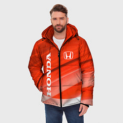 Куртка зимняя мужская Хонда - Красно-белая абстракция, цвет: 3D-красный — фото 2