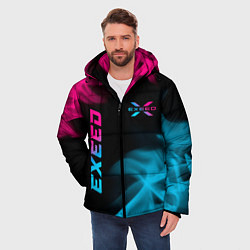 Куртка зимняя мужская Exeed - neon gradient: символ и надпись вертикальн, цвет: 3D-черный — фото 2