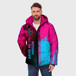 Куртка зимняя мужская Bring Me the Horizon - neon gradient: по-вертикали, цвет: 3D-черный — фото 2
