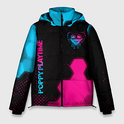Куртка зимняя мужская Poppy Playtime - neon gradient: символ и надпись в, цвет: 3D-черный